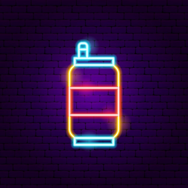 Drink Can Neon Sign. Vector Illustration of Cafe Promotion.