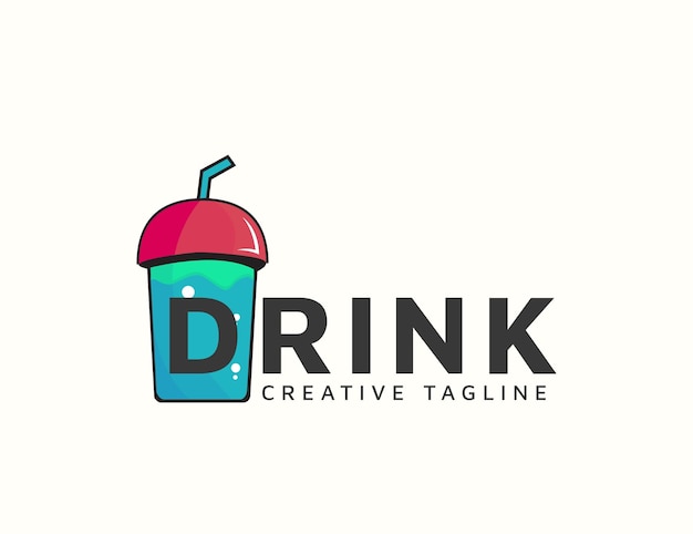 Drink cup soft drink logo design template