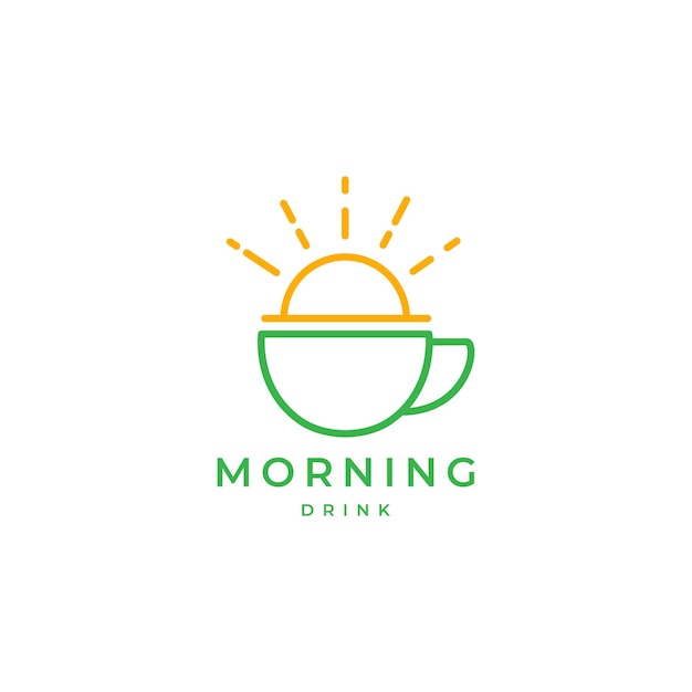 Drink cup with sunrise bright logo design