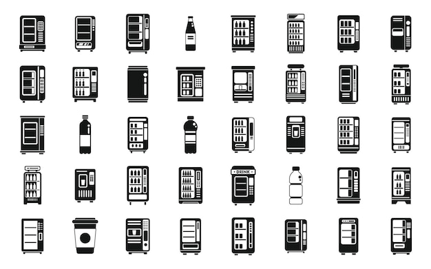 Drink machine icons set simple vector Water plastic