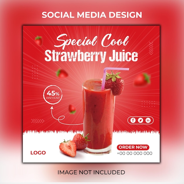 Drink menu social media post or banner template Premium vector