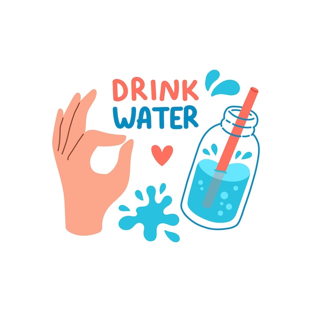 Drink more water quote flat design vector illustration