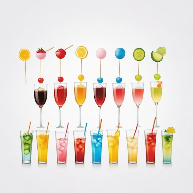 Vector drink stirrers vector set white background isolated