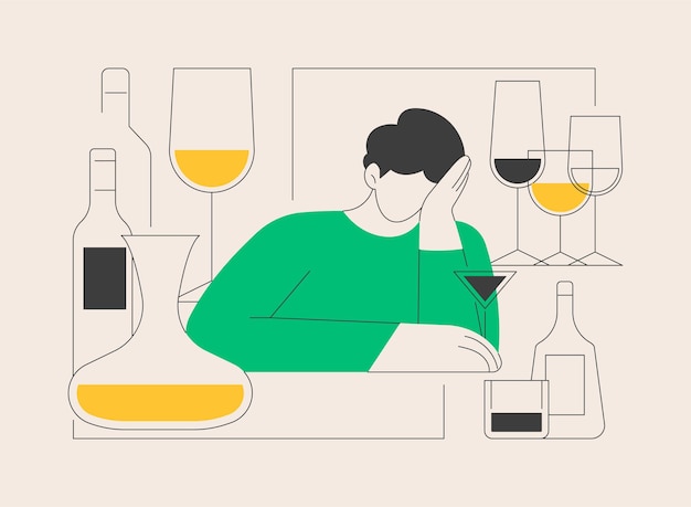 Drinking alcohol abstract concept vector illustration