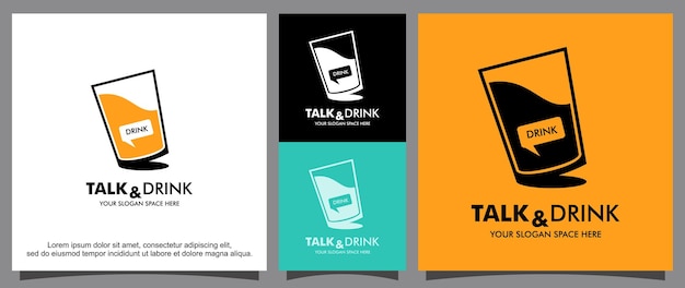 Drinking glass and talk logo template