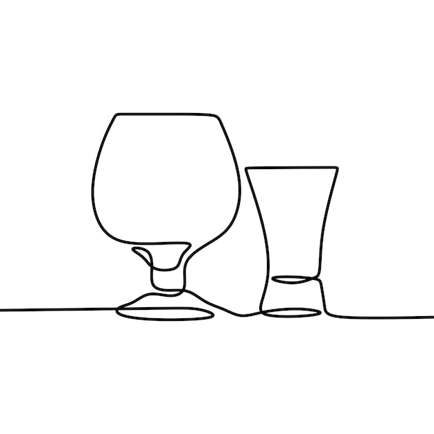 drinking glass with drink online continuous single line art