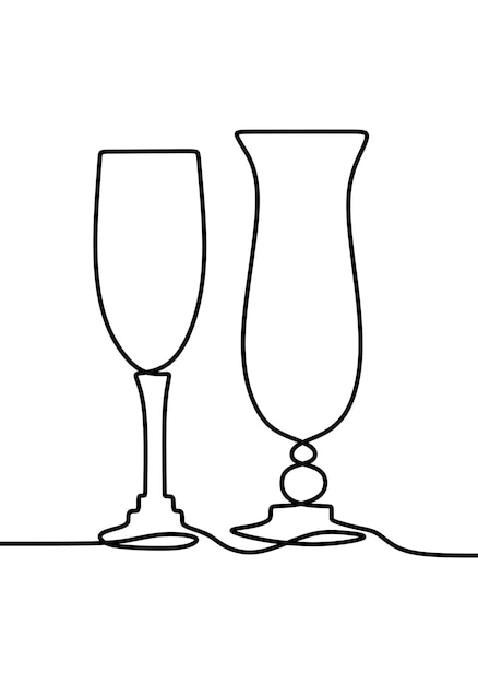 drinking glass with drink online continuous single line art