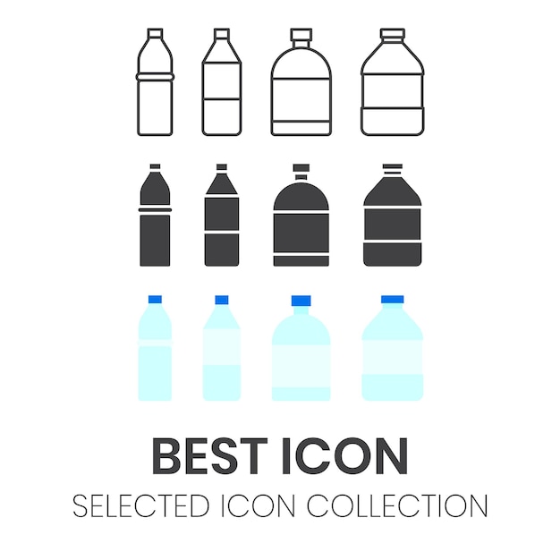 drinking water bottle vector icon set collection