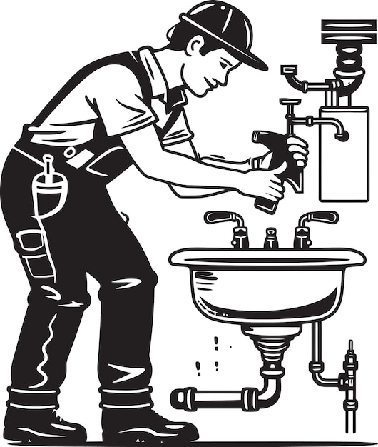 Vector drip doctor professional plumbing repair logo symbol fix it force plumbing worker repairs vector ic