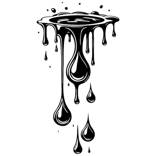 drip vector hand drawn line illustration transparent background