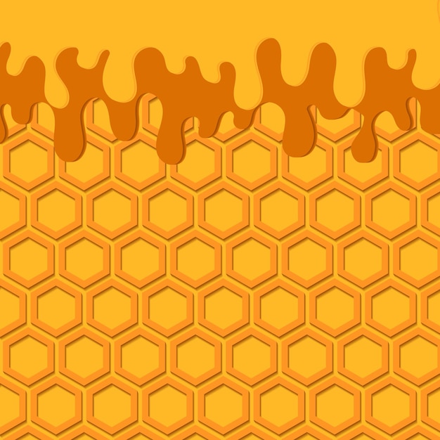 Vector dripping honey background with honeycomb vector illustration