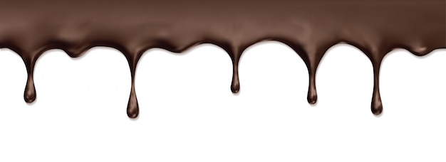 Dripping Melted Chocolate. Realistic 3d of liquid chocolate.