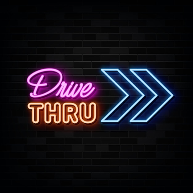 Drive THRU Neon Sign  Design Template Neon Style