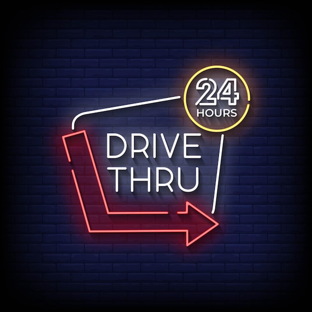 Drive Thru Neon Signs Style Text Vector