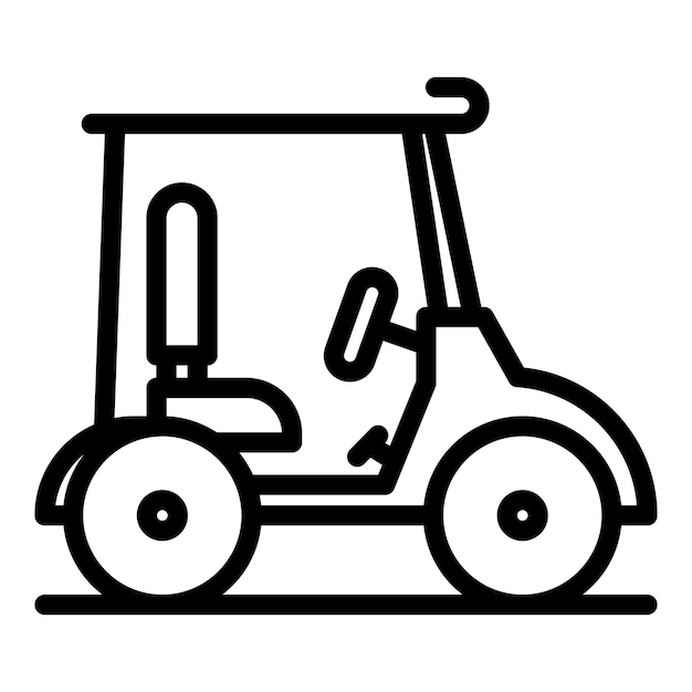 Driving golf cart icon Outline driving golf cart vector icon for web design isolated on white background