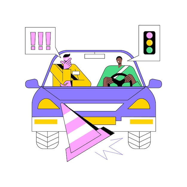 Driving instruction abstract concept vector illustration