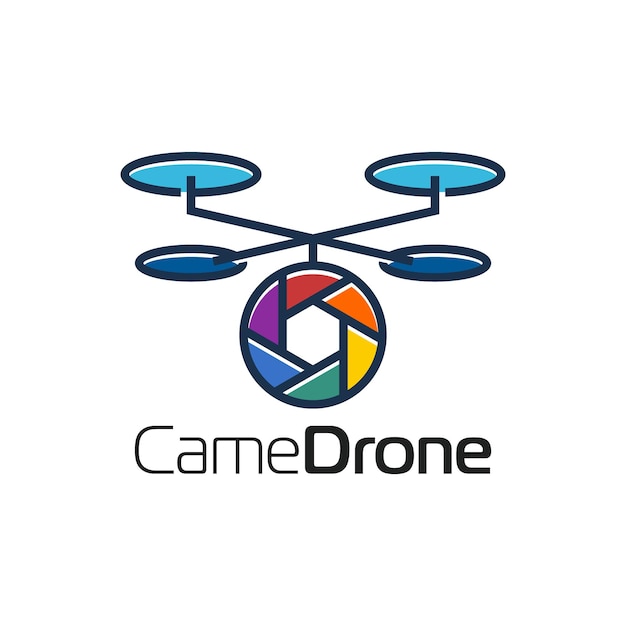 Drone Colorful Lens Camera Line Outline Icon Logo Design