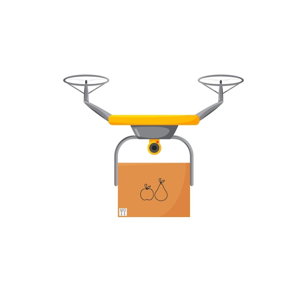 Drone delivers cardboard box contactless delivery Noncontact logistic transportation service