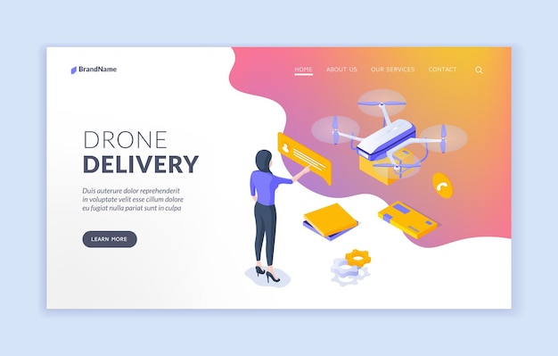 Drone delivery service landing page template