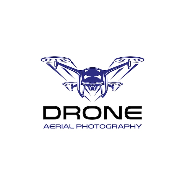 Drone flying fast logo aerial quad copter photography design template