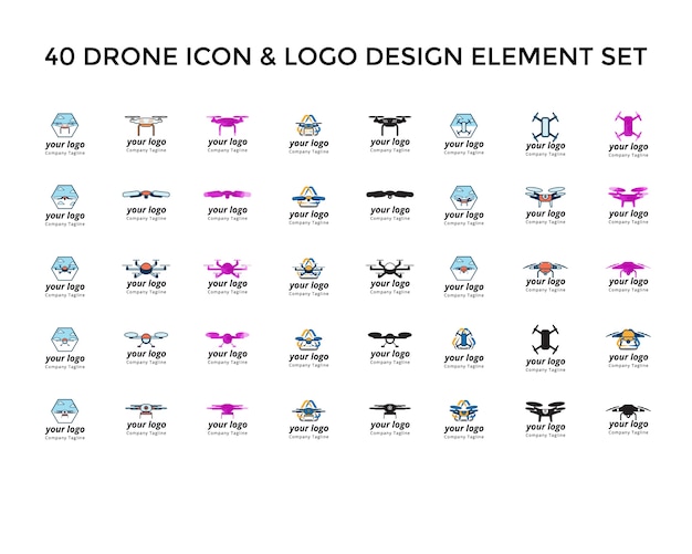 Drone Icon Logo Design Set