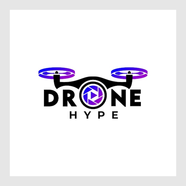 Drone Logo Design Vector Template, Colorful Lens Camera