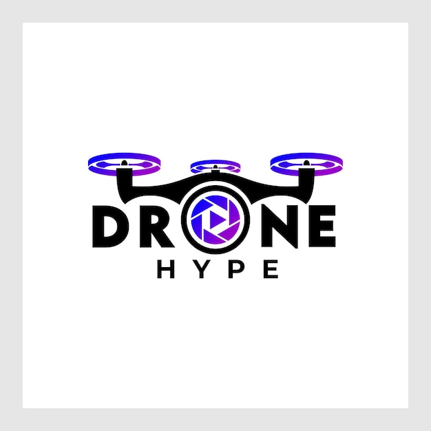 Drone Logo Design Vector Template, Colorful Lens Camera