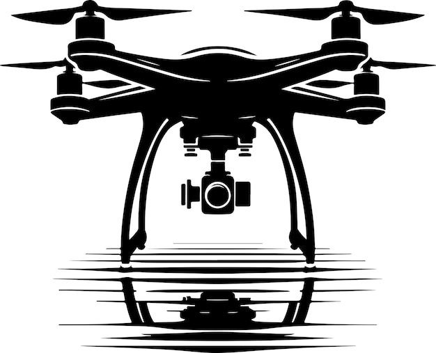 Drone Silhouette Elegant Vector Illustration On Isolated White Background