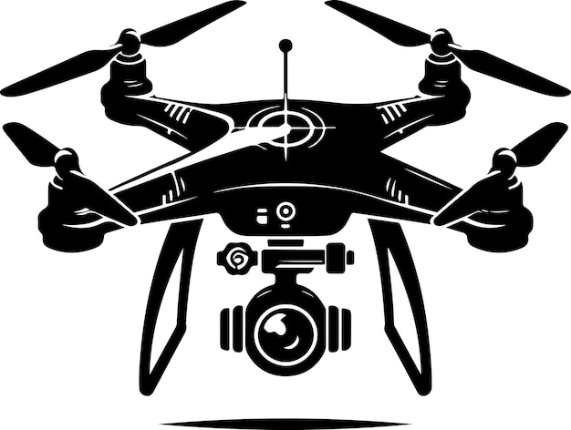 Drone Silhouette Elegant Vector Illustration On Isolated White Background