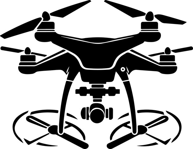 Drone Silhouette Elegant Vector Illustration On Isolated White Background