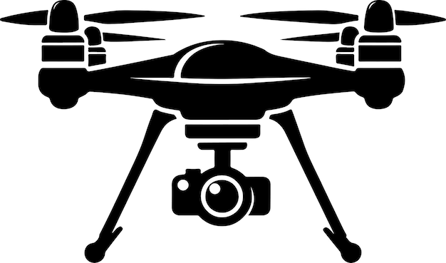 Drone Silhouette Elegant Vector Illustration On Isolated White Background