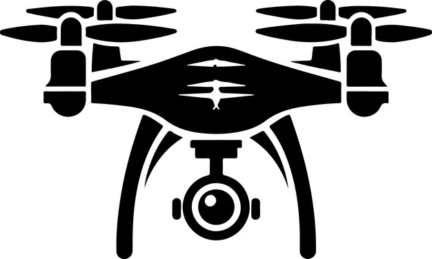 Drone Silhouette Elegant Vector Illustration On Isolated White Background