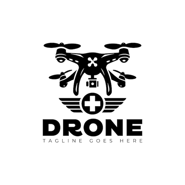 drone vector logo design style template black and white