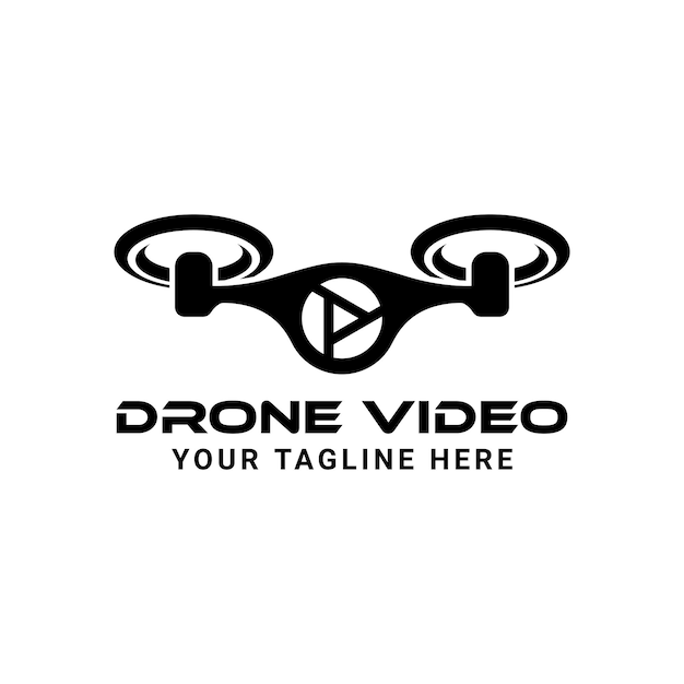 Drone Videographer Logo. Play Video Black Icon Symbol Template Vector