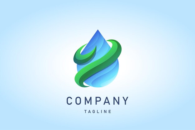 Vector drop blue water with green wind gradient logo