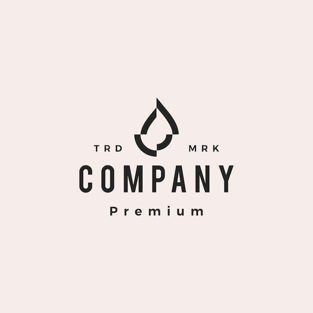 Drop droplet oil water blood hipster vintage logo vector icon illustration