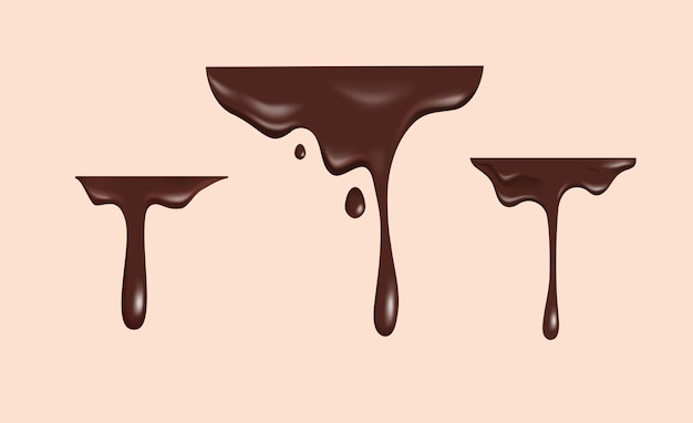 Drop melting chocolate liquid set illustration with flat top for decoration