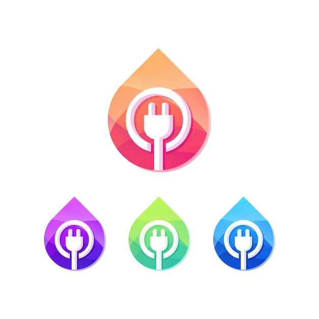 Drop and plug button logo set