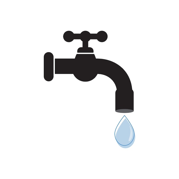 Drop of tap water from a faucet modern design concept Vector illustration isolated