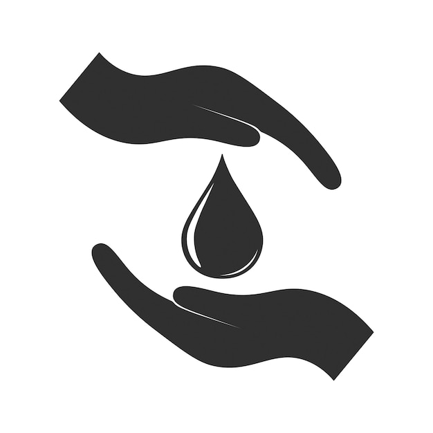 Drop of water between hands icon vector illustration A symbol of cleanliness care and careful handling of water