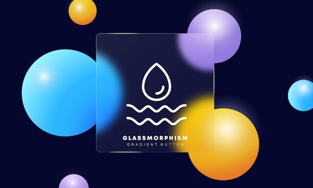 Drop of water line icon Liquid monitor drinking sea tick wave drinking water Save the water Beverage concept Glassmorphism style Vector line icon for Business and Advertising