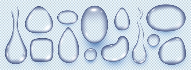 Drop water set 3d realistic style