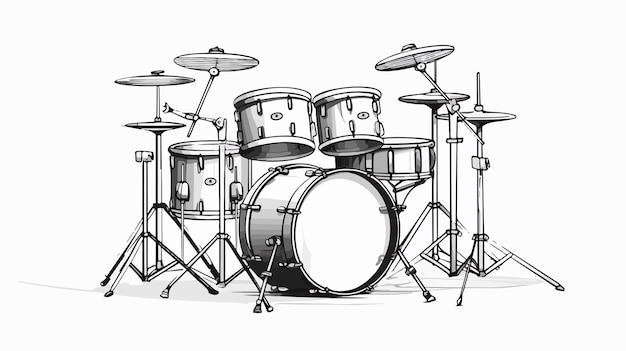 Vector drum kit cartoon hand drawn vector illustration