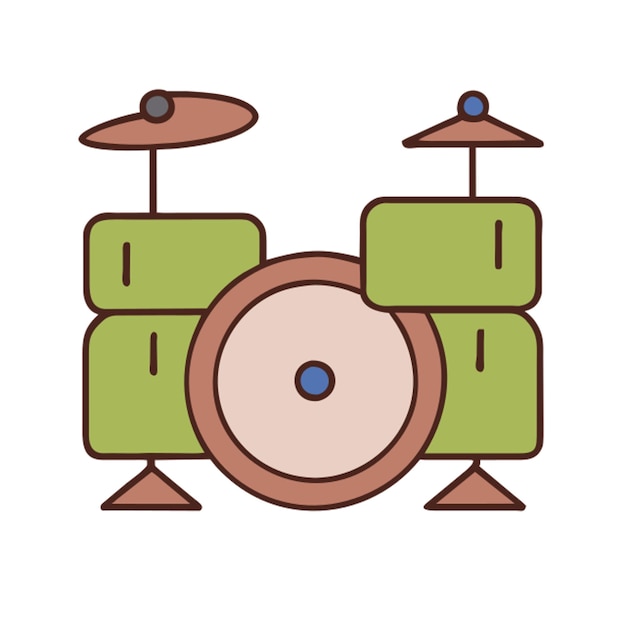 Vector drum kit hihat front view icon colored outline