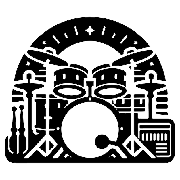 Vector drum kit silhouette vector illustration