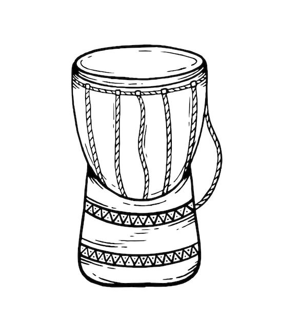 Drum musical instrument style hand drawn Vector black and white doodle