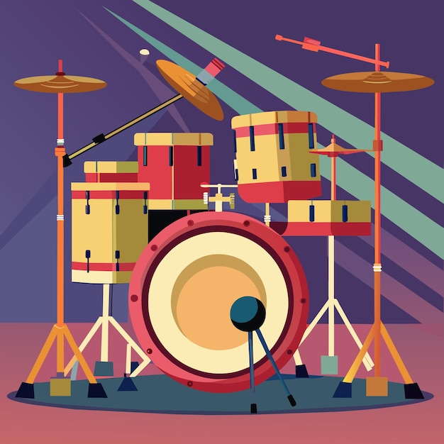 Vector a drum set with a red and white drum set