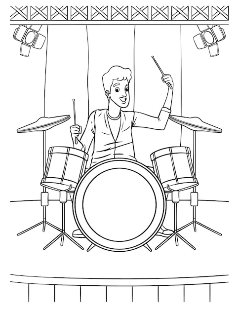 Drummer Coloring Page for Kids