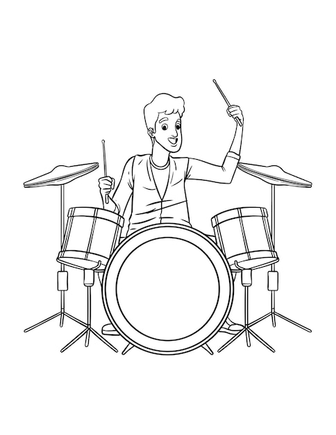 Drummer Isolated Coloring Page for Kids