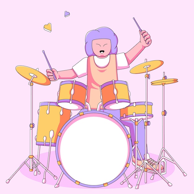 Drummer Rockstar Band on Stage Illustration Vector